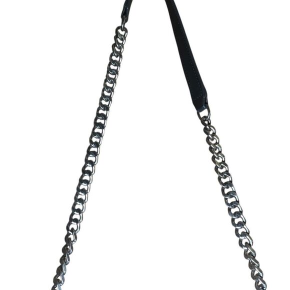 Zara Black Croc-Embossed Shoulder Bag with Chain Strap - Picture 2 of 7